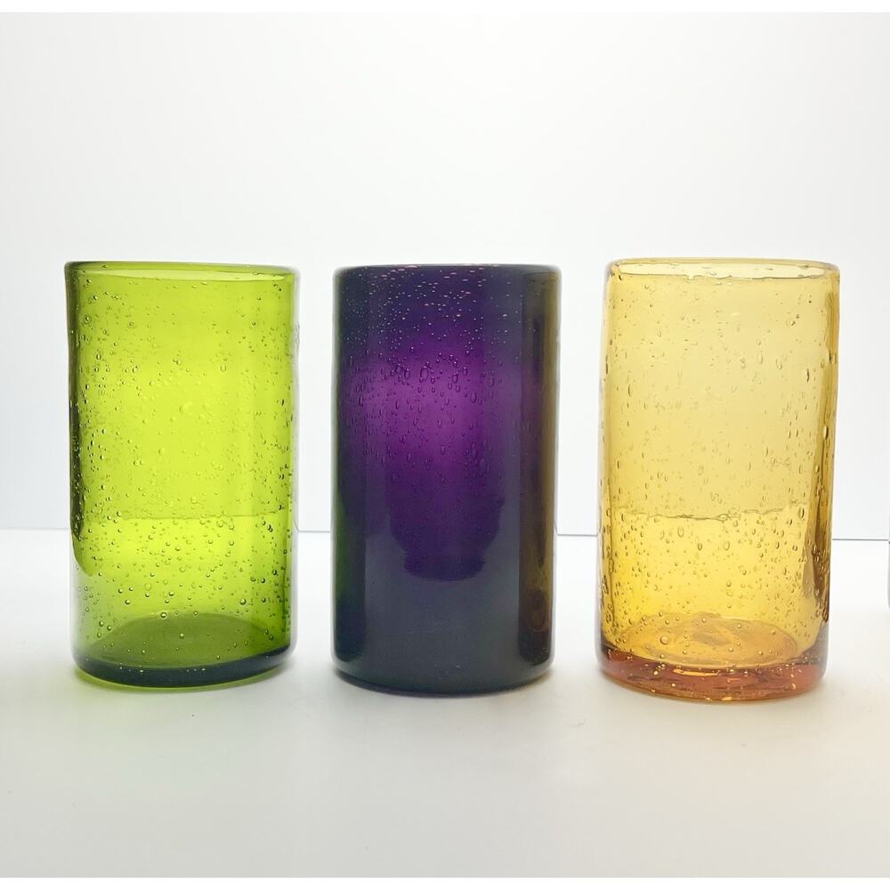 Artland “Iris” 6 Colorful Blown Highball Tumbler Drinking Glasses 5 3/4” 18oz - Picture 4 of 6